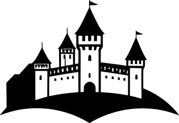 Obraz premium castle logo or icon silhouette design vector art illustration 