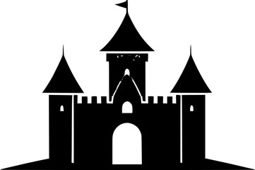 Obraz premium castle logo or icon silhouette design vector art illustration 