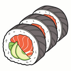 sushi roll , white background