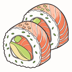 sushi roll , white background