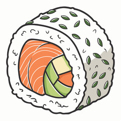 sushi roll , white background