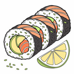 sushi roll , white background