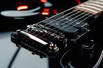 Fototapeta premium Precision and Power: Close-Up of Electric Guitar Strings and Controls