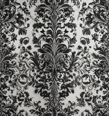 Black & white damask, elegant swirls & scrolls, wallpaper, graphic, textile