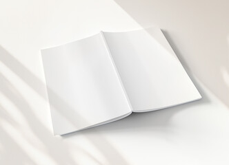 Open magazine cover with soft shadows Mockup. Blank template of a catalog on white. 3D rendering