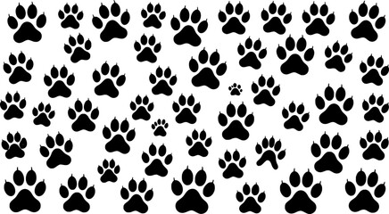 Fototapeta premium Cat and dog animals paw print silhouettes vector illustration 
