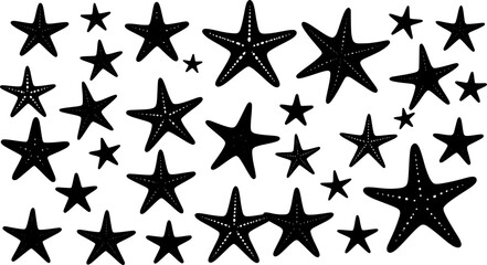 Obraz premium star fish collection silhouette design vector art illustration 