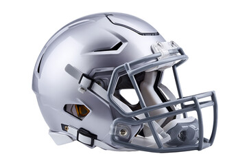 Shiny football helmet with a modern design and face guard. Png, Isolated on background.