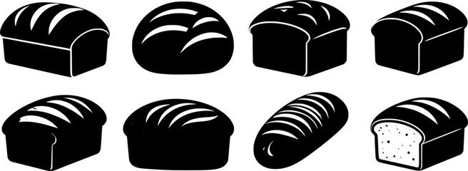 Set of bread icon silhouette design vector art illustration
