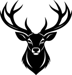 Naklejka premium deer head logo silhouette vector art illustration 