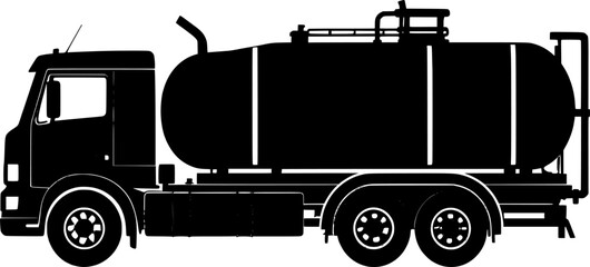 truck with fuel tank silhouette vector art illustration
