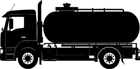 truck with fuel tank silhouette vector art illustration
