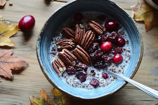 Fall oatmeal pecans cranberries and nutmeg a cozy breakfast rich in fiber omega 3s and seasonal goodness