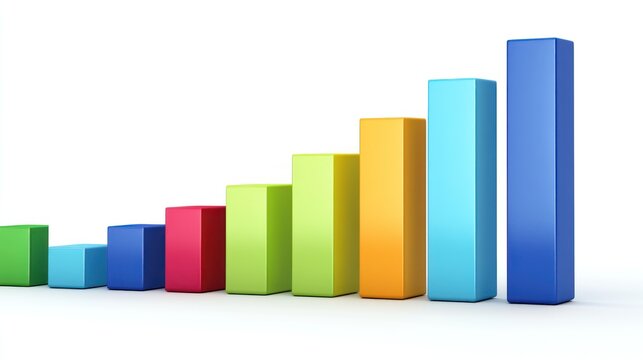 Colorful 3 d bar graph showing growth trend