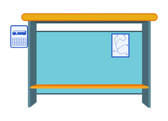 Empty bus stop, shelter from rain. Public transport place. Outdoor urban street. Cartoon flat vector illustration