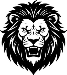 Fototapeta premium angry lion face icon silhouettes design vector illustration. 