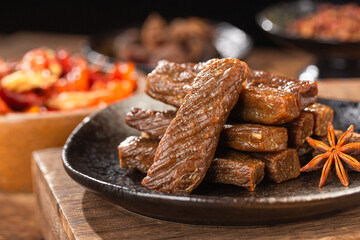 Dried beef jerky, beef strips