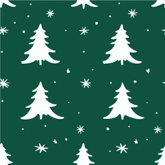 Obraz premium Vector of Christmas tree Seamless Patterns red background