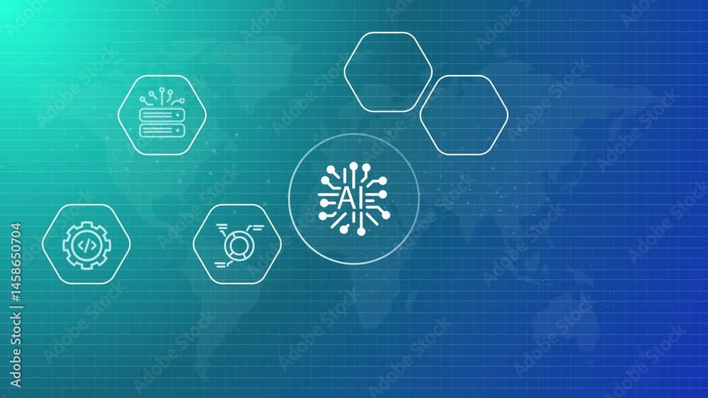 Aufkleber ai artificial intelligence web header icon futuristic world map blue background technology visualiza