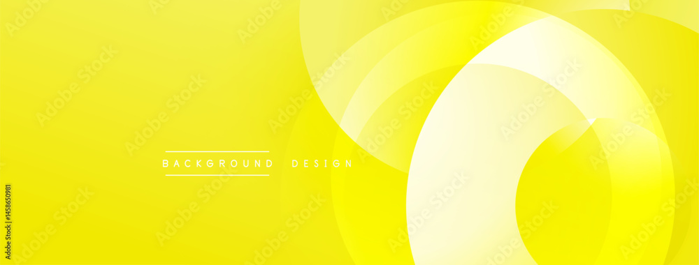 Leinwandbilder Bright yellow abstract background. Overlapping circles create dynamic visual effect. Modern design suitable for banners, headers.