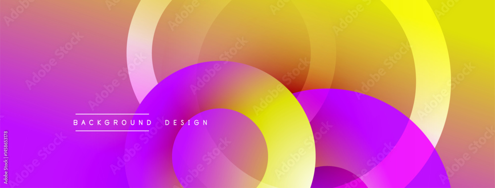 Poster Abstract vibrant gradients, overlapping circles create dynamic visual effect. Modern design suitable for backgrounds, presentations.