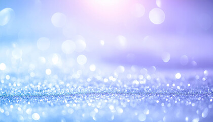 dreamy abstract background featuring shimmering glitter and soft bokeh in pastel blue and violet tones, creating frosty glow that evokes sense of wonder and tranquility