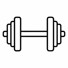 Dumbbell Icon – Line Art of Fitness Weight Training Equipment on White Background

