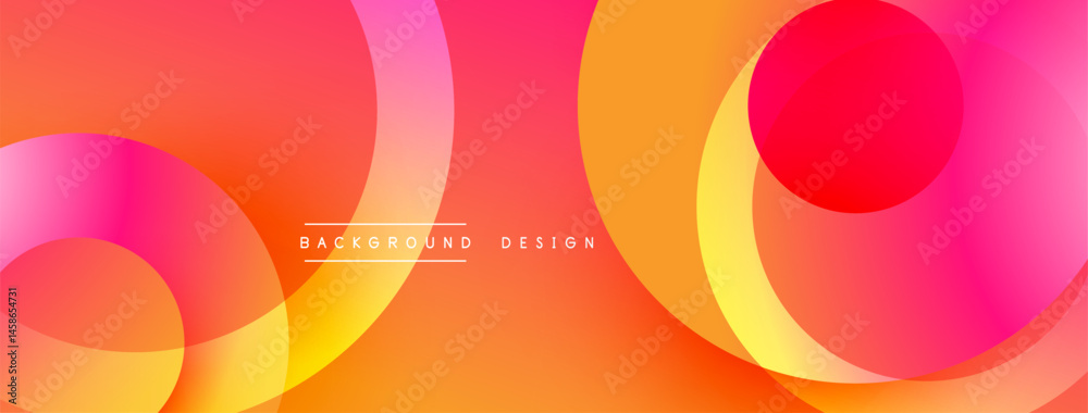 Fototapete Abstract vibrant design features overlapping colorful circles. Gradient shades create dynamic visual effect. Modern background element.
