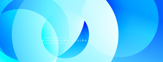 Abstract blue circles overlap, creating dynamic gradient effect. Modern design suitable for backgrounds, banners, presentations.