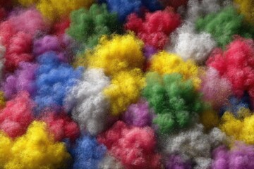 Colorful fluffy fabric clusters