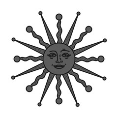antique sun illustration; vintage solar depiction