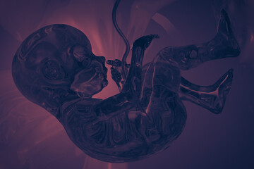 Futuristic Embryo in Womb – 3D Concept Illustration