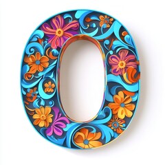 Colorful floral letter O design with intricate patterns, suitable for decoration or branding