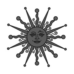 antique sun illustration; vintage solar depiction