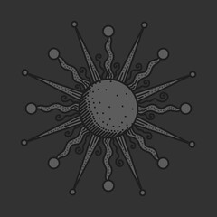Obraz premium antique sun illustration; vintage solar depiction