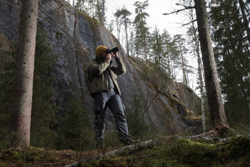 Naturalist photographer working in nature