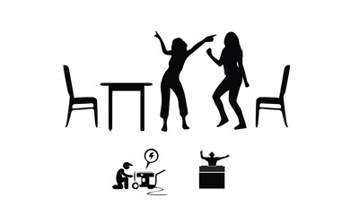Free silhouette of business people, man, music etc