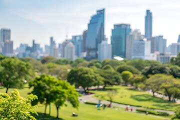 Obraz premium City park gathering urban landscape blurred background nature vibes daytime view