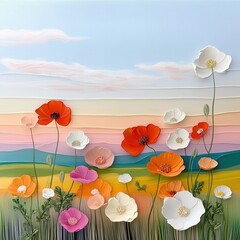 Fototapeta premium Vibrant flower blossoms in hyperrealistic style nature scene gigapixel resolution colorful landscape