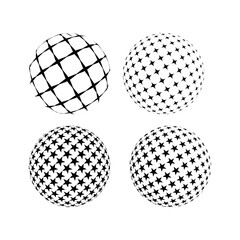 Set of black halftone dots backgrounds. Modern abstract background. Halftone dots in circle form. Round logo. Vector Eps