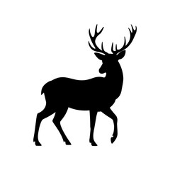 Vector illustration of a deer with antlers in profile