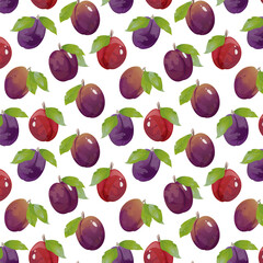 Seamless pattern plum in game design. For sticker and t-shirt design, posters, logos, labels, banners, stickers, product packaging design, etc