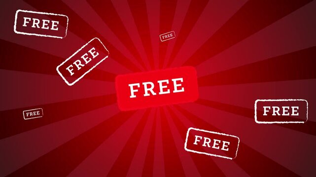 Free no charge zero no cost rubber stamp animated animated red background promo