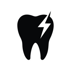 Silhouette art illustration of tooth with lightning bolt icon.eps