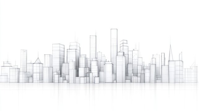 Abstract wireframe cityscape architecture 3 d model