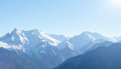 Majestic Snow-Capped Mountains Surrounding a Clear Blue Sky Offering Breathtaking Natural Scenery Ideal for Outdoor Enthusiasts and Travelers