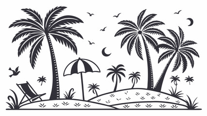 Obraz premium vector illustration of a tropical island