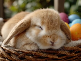 Adorable baby bunny resting