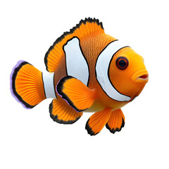 Vibrant Orange Clownfish Image: Perfect for Aquariums, Marine Life Projects on white background