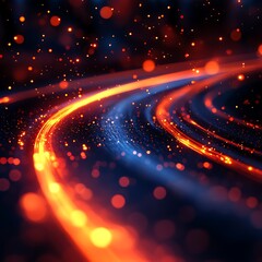 Abstract swirling lights, fiery orange and cool blue hues